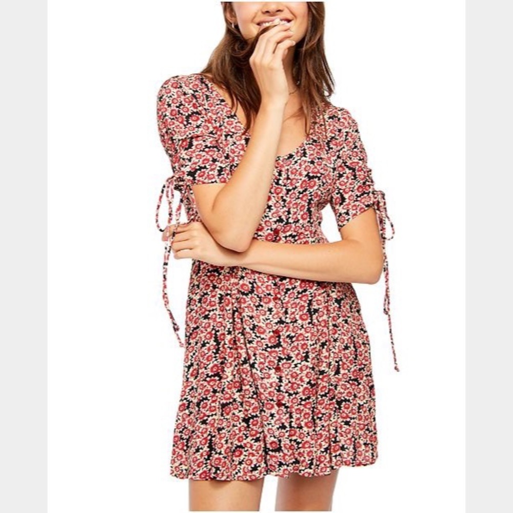 NWOT Free People Floral Laced Up Mini Dress